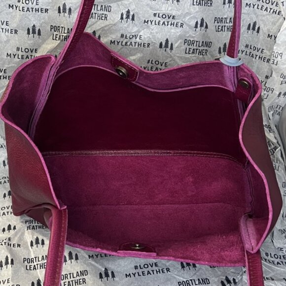 Portland Leather, Verona Tote, Large, Orchid w/Key Chain & Koala Bag Charm - Picture 4 of 10